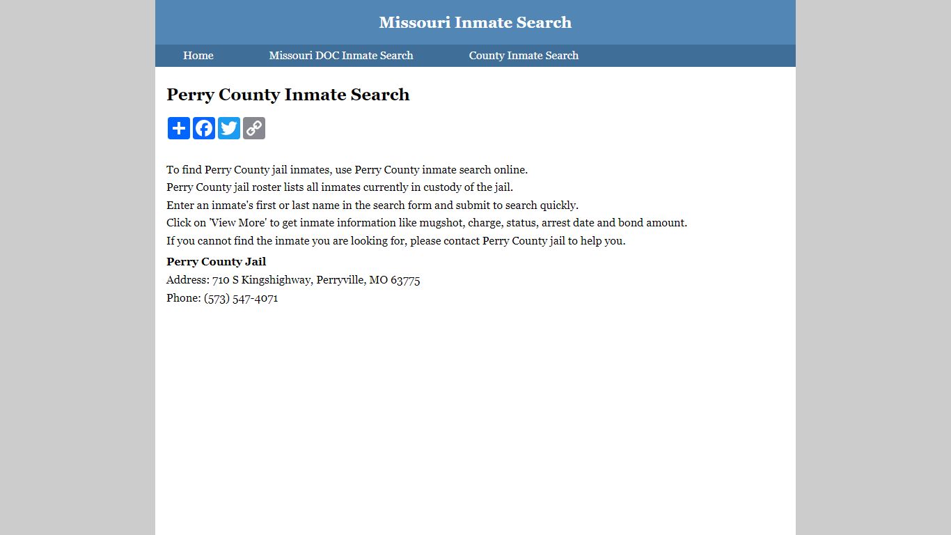 Perry County Inmate Search